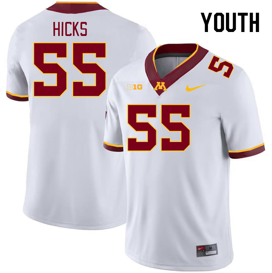 Youth #55 Jaylin Hicks Minnesota Golden Gophers College Football Jerseys Stitched-White